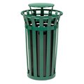 Global Industrial Round Slatted Trash Can, Green, Steel 260803GN